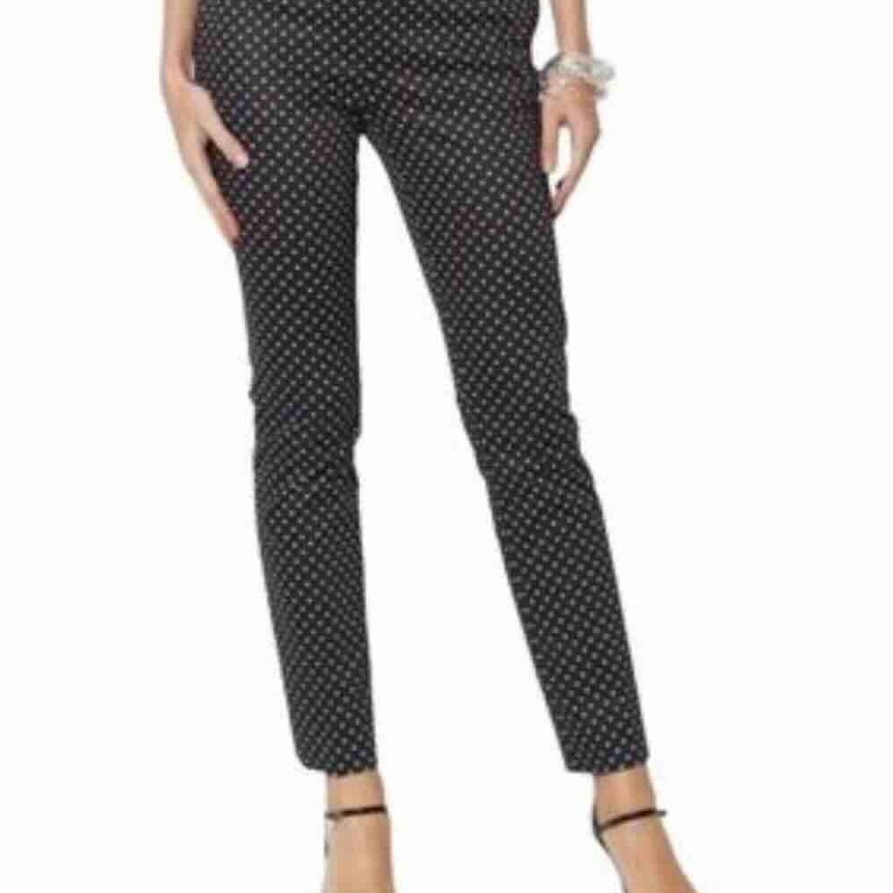 Ralph Lauren Retro Polka Dot Ankle Pants Black White Size 10